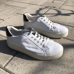 Vince Benfield Leather Platform Sneaker Shoes Women's White/Black US9.5M EU40.5